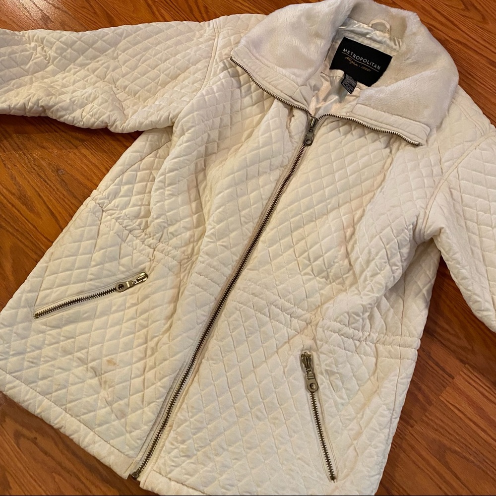 Vintage Y2K Quilted Cloud Coat Puffer Coat Faux Fur Coat Winter White Coat - Picture 8 of 15